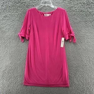 Eliza J Dress Womens 8 Pink Short Tie Sleeve Knee Length Stretch Shift Dress